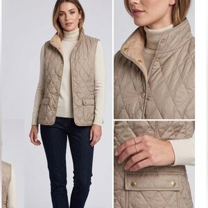 Eddie Bauer Goose Down quilted Vest Jacket brown tan Snap Up Womens size Small
